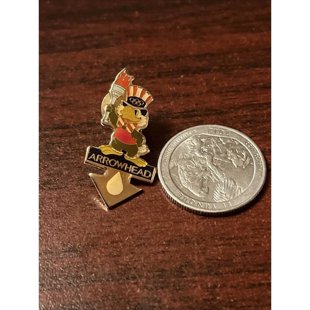 1984 Los Angeles Olympics Arrowhead Water Sponsor Sam Eagle Mascot Lapel Hat Pin